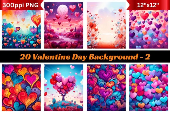20 Valentine Day Backgrounds 2: A Digital Toolkit for Love