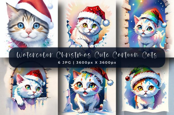 3D Cute Cat Christmas Backgrounds for Festive Designs
