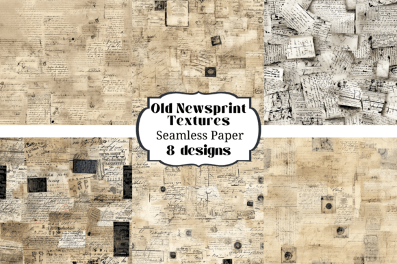 8 Old Newsprint Seamless Backgrounds: Your Design Toolkit