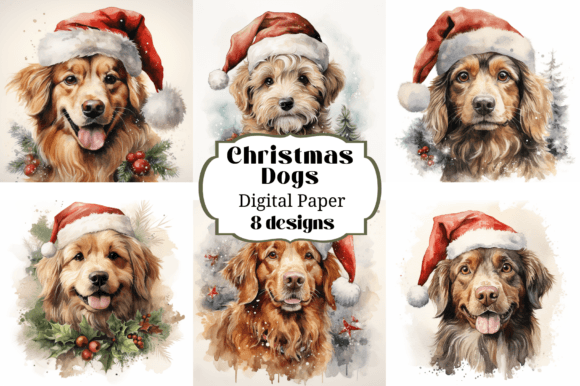 Christmas Dogs Digital Paper: Festive Backgrounds for Creators