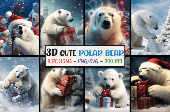 Cute 3D Christmas Backgrounds Polar Bear Magic