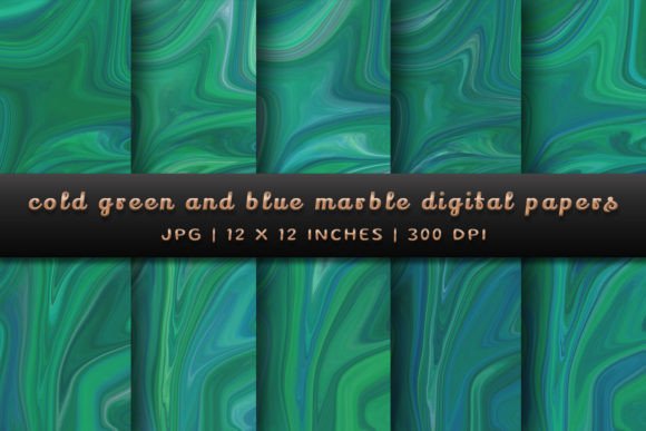 Elevate Your Designs with Cold Green and Blue Marble Backgrounds
