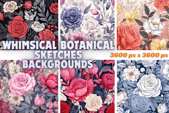 Elevate Your Designs with Whimsical Botanical Sketches Backgrounds