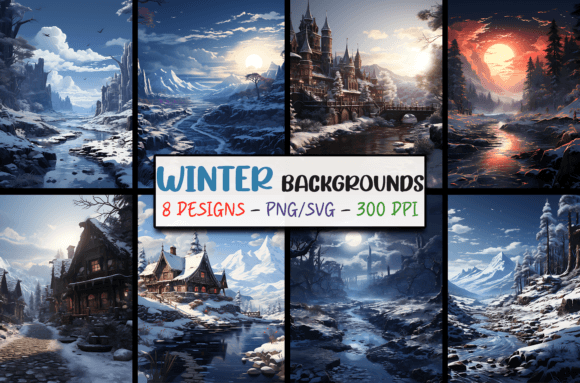Embrace the Season: Painted Cute Winter Backgrounds - SVG