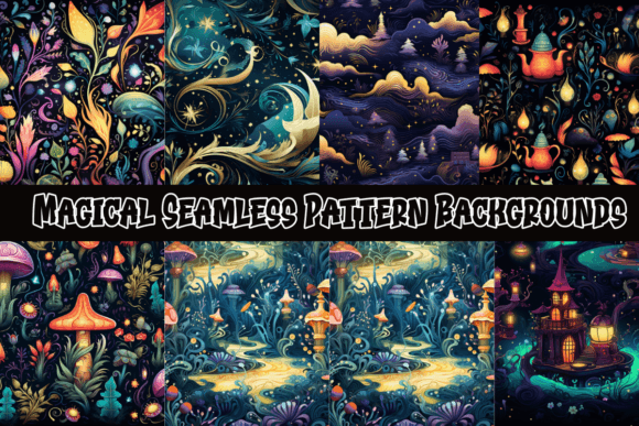 Magical Seamless Pattern Backgrounds: Enchanting Design Assets