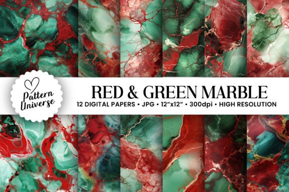 Red & Green Marble Backgrounds for Holiday Crafting