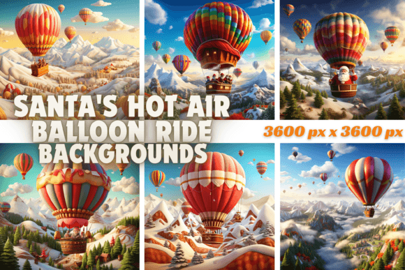 Santa's Hot Air Balloon Ride: Festive Design Assets
