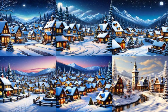 Snowy Christmas Village Backgrounds: A Winter Wonderland for Your Designs