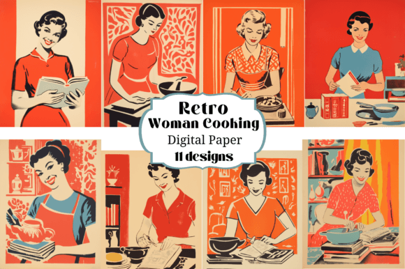 Timeless Kitchen Charm: 11 Vintage Woman Cooking Backgrounds