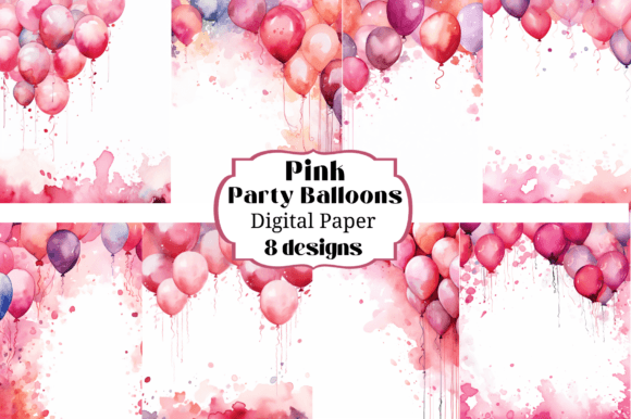Transform Projects with Pink Party Balloons Digital Backgrounds