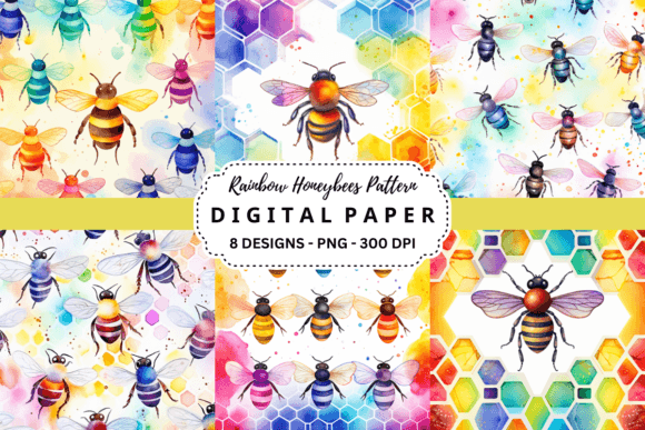 Unlock Creative Potential with Rainbow Honeybees Pattern Backgrounds