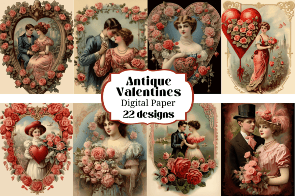 Unlock Vintage Romance: 22 Antique Valentine Cards Backgrounds