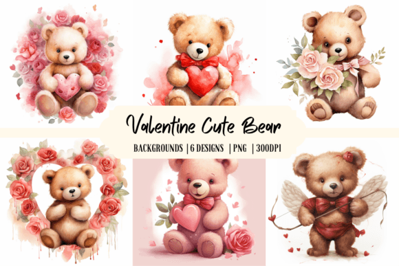 Valentine Cute Bear Backgrounds: A Sweet Design Asset