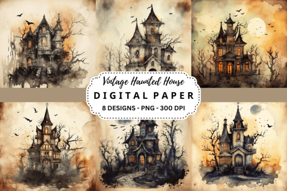 Vintage Haunted House Backgrounds for Spooky Design Projects